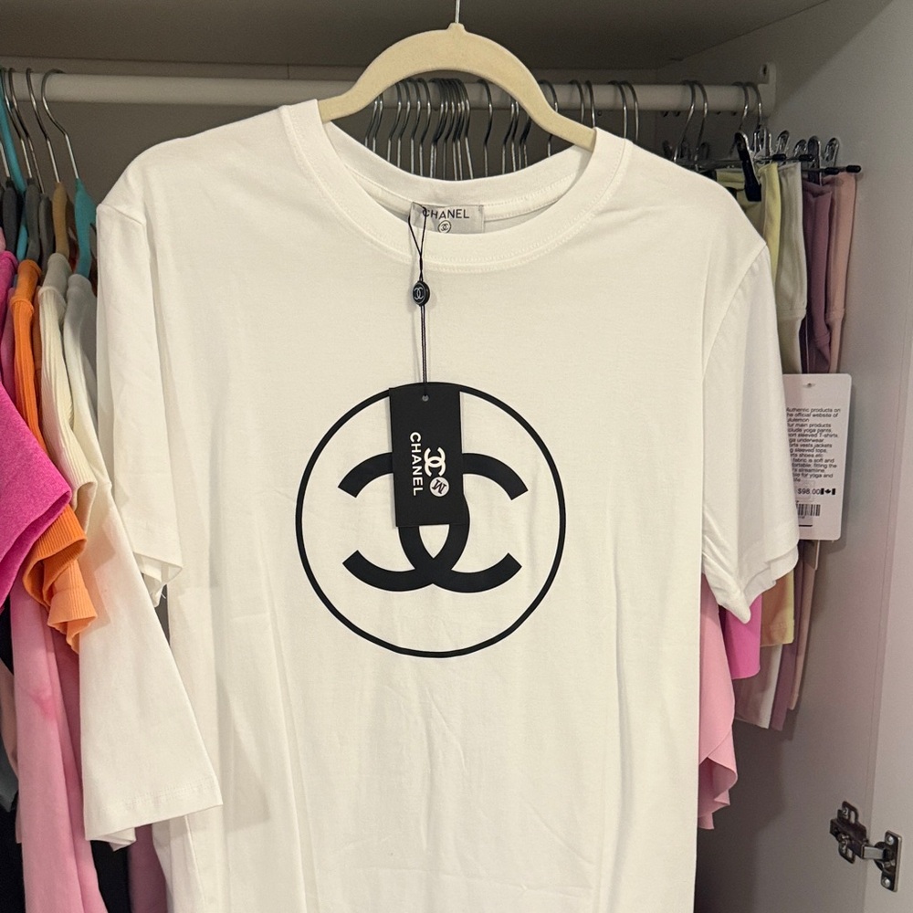 CHANEL Ivory Tee with Black Emblem